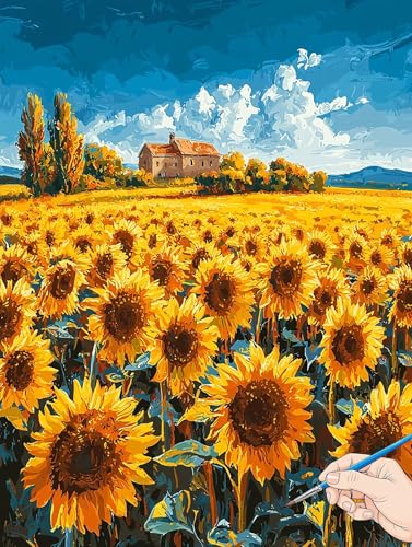 Malen Nach Zahlen Erwachsene Blumen Malen Nach Zahlen Kinder ab 10 Landschaft Set Basteln Erwachsene DIY Paint by Numbers Adult Acrylfarbe Ölgemälde Bastelset Geschenke Deko Wohnzimmer 70x90cm F-19 von Jaeixouu