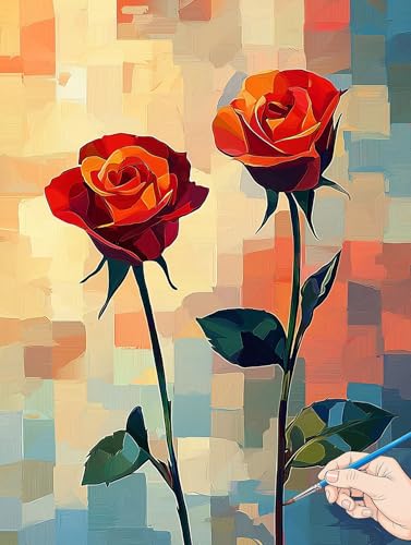 Malen Nach Zahlen Erwachsene Blumen Malen Nach Zahlen Kinder ab 10 Modern Set Basteln Erwachsene DIY Paint by Numbers Adult Acrylfarbe Ölgemälde Bastelset für Geschenke Deko Wohnzimmer 60x80cm B-29 von Jaeixouu