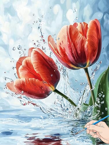 Malen Nach Zahlen Erwachsene Blumen Malen Nach Zahlen Kinder ab 10 Modern Set Basteln Erwachsene DIY Paint by Numbers Adult Acrylfarbe Ölgemälde Bastelset für Geschenke Deko Wohnzimmer 70x90cm A-98 von Jaeixouu