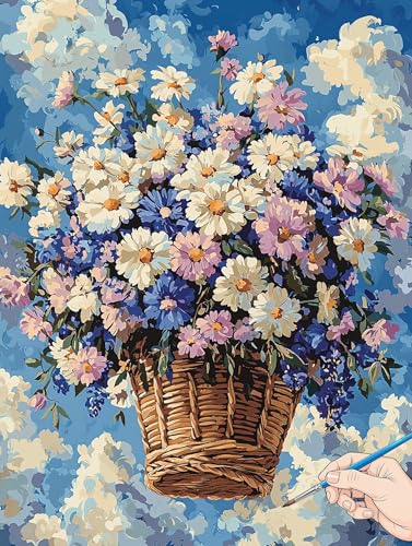 Malen Nach Zahlen Erwachsene Blumen Malen Nach Zahlen Kinder ab 10 Pflanzen Set Basteln Erwachsene DIY Paint by Numbers Adult Acrylfarbe Ölgemälde Bastelset für Geschenke Deko Wohnzimmer 40x50cm I-68 von Jaeixouu