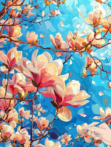 Malen Nach Zahlen Erwachsene Blumen Malen Nach Zahlen Kinder ab 10 Pflanzen Set Basteln Erwachsene DIY Paint by Numbers Adult Acrylfarbe Ölgemälde Bastelset für Geschenke Deko Wohnzimmer 50x70cm C-42 von Jaeixouu