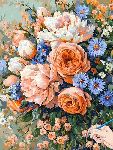 Malen Nach Zahlen Erwachsene Blumen Malen Nach Zahlen Kinder ab 10 Pflanzen Set Basteln Erwachsene DIY Paint by Numbers Adult Acrylfarbe Ölgemälde Bastelset für Geschenke Deko Wohnzimmer 50x70cm H-65 von Jaeixouu