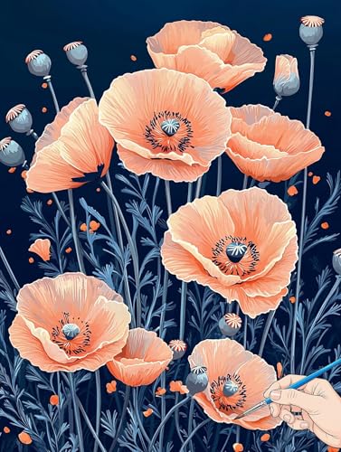 Malen Nach Zahlen Erwachsene Blumen Malen Nach Zahlen Kinder ab 10 Pflanzen Set Basteln Erwachsene DIY Paint by Numbers Adult Acrylfarbe Ölgemälde Bastelset für Geschenke Deko Wohnzimmer 60x80cm B-13 von Jaeixouu