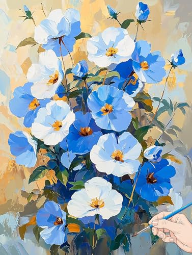 Malen Nach Zahlen Erwachsene Blumen Malen Nach Zahlen Kinder ab 10 Pflanzen Set Basteln Erwachsene DIY Paint by Numbers Adult Acrylfarbe Ölgemälde Bastelset für Geschenke Deko Wohnzimmer 60x80cm H-71 von Jaeixouu