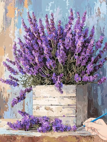 Malen Nach Zahlen Erwachsene Blumen Malen Nach Zahlen Kinder ab 10 Retro Set Basteln Erwachsene DIY Paint by Numbers Adult Acrylfarbe Ölgemälde Bastelset für Geschenke Deko Wohnzimmer 50x70cm A-94 von Jaeixouu