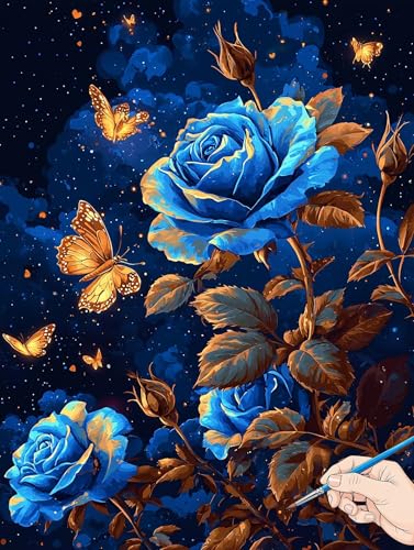 Malen Nach Zahlen Erwachsene Blumen Malen Nach Zahlen Kinder ab 10 Schmetterling Set Basteln Erwachsene DIY Paint by Numbers Adult Acrylfarbe Ölgemälde Bastelset Geschenke Deko Wohnzimmer 30x40cm J-13 von Jaeixouu