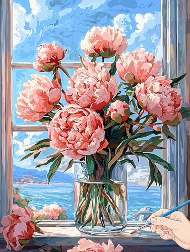 Malen Nach Zahlen Erwachsene Blumen Malen Nach Zahlen Landschaft DIY Set Ewachsene Paint by Numbers Adult mit Pinseln und Acrylfarbe Handgemalt Ölgemälde Kit für Geschenke für Frauen Deko 30x40cm I-27 von Jaeixouu