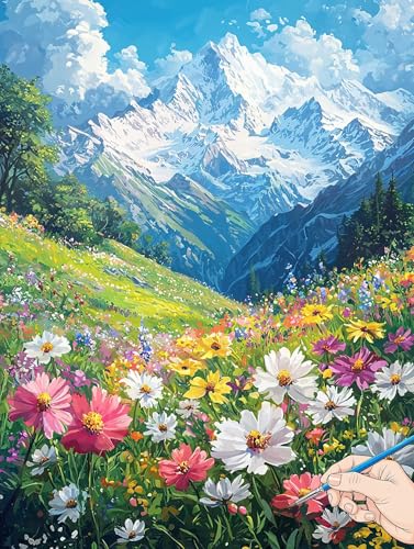 Malen Nach Zahlen Erwachsene Blumen Malen Nach Zahlen Landschaft DIY Set Ewachsene Paint by Numbers Adult mit Pinseln und Acrylfarbe Handgemalt Ölgemälde Kit für Geschenke für Frauen Deko 70x90cm B-82 von Jaeixouu