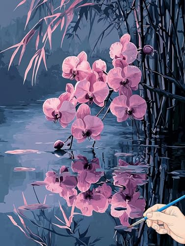 Malen Nach Zahlen Erwachsene Blumen Malen Nach Zahlen Pflanzen DIY Set Ewachsene Paint by Numbers Adult mit Pinseln und Acrylfarbe Handgemalt Ölgemälde Kit für Geschenke für Frauen Deko 30x40cm B-72 von Jaeixouu