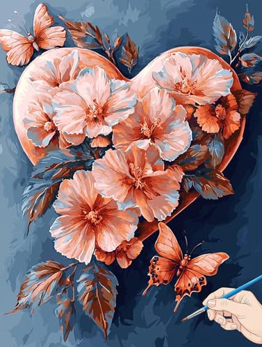 Malen Nach Zahlen Erwachsene Blumen Malen Nach Zahlen Schmetterling DIY Set Ewachsene Paint by Numbers Adult mit Pinseln und Acrylfarbe Handgemalt Ölgemälde Kit Geschenke für Frauen Deko 70x90cm B-76 von Jaeixouu