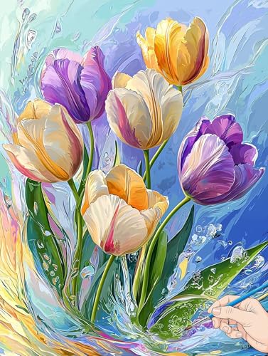Malen Nach Zahlen Erwachsene Blumen Malen Nach Zahlen Schönheit DIY Set Ewachsene Paint by Numbers Adult mit Pinseln und Acrylfarbe Handgemalt Ölgemälde Kit für Geschenke für Frauen Deko 70x90cm A-73 von Jaeixouu
