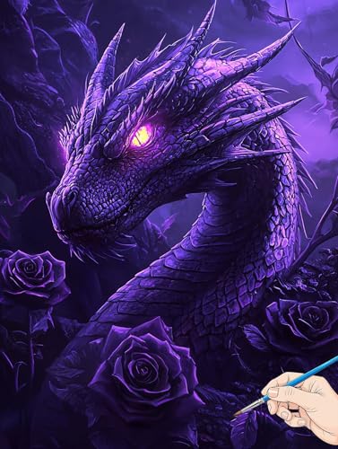 Malen Nach Zahlen Erwachsene Drachen Malen Nach Zahlen Blume DIY Set Ewachsene Paint by Numbers Adult mit Pinseln und Acrylfarbe Handgemalt Ölgemälde Kit für Geschenke für Frauen Deko 40x50cm J-74 von Jaeixouu