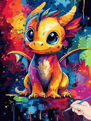 Malen Nach Zahlen Erwachsene Drachen Malen Nach Zahlen Kinder ab 10 Tiere Set Basteln Erwachsene DIY Paint by Numbers Adult Acrylfarbe Ölgemälde Bastelset für Geschenke Deko Wohnzimmer 60x80cm H-31 von Jaeixouu