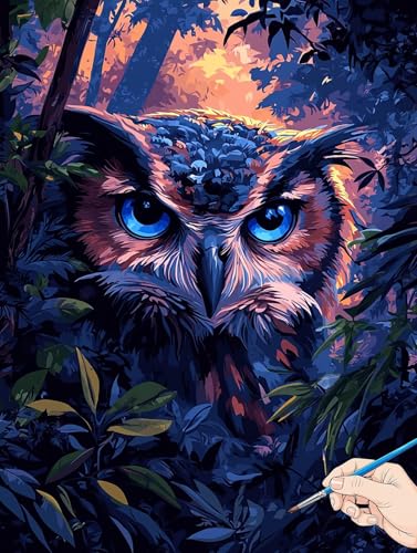 Malen Nach Zahlen Erwachsene Eule Malen Nach Zahlen Kinder ab 10 Tiere Set Basteln Erwachsene Paint by Numbers Adult Acrylfarbe Ölgemälde Bastelset Herbstdeko Geschenke Deko Wohnzimmer 50x70cm G-54 von Jaeixouu