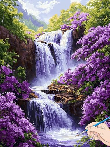 Malen Nach Zahlen Erwachsene Fallen Malen Nach Zahlen Blumen DIY Set Ewachsene Paint by Numbers Adult mit Pinseln und Acrylfarbe Handgemalt Ölgemälde Kit für Geschenke für Frauen Deko 50x70cm I-99 von Jaeixouu