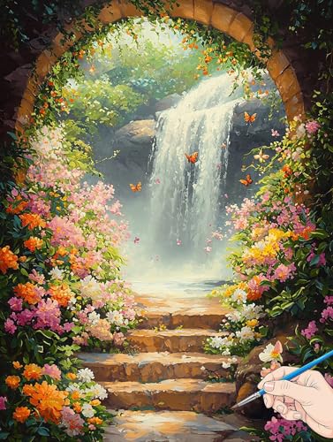 Malen Nach Zahlen Erwachsene Fallen Malen Nach Zahlen Blumen DIY Set Ewachsene Paint by Numbers Adult mit Pinseln und Acrylfarbe Handgemalt Ölgemälde Kit für Geschenke für Frauen Deko 70x90cm H-38 von Jaeixouu