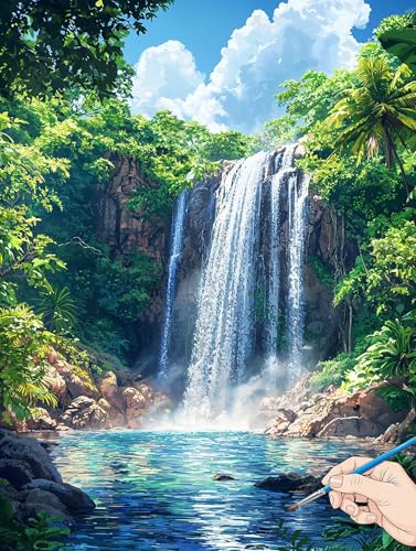 Malen Nach Zahlen Erwachsene Fallen Malen Nach Zahlen Kinder ab 10 Landschaft Set Basteln Erwachsene DIY Paint by Numbers Adult Acrylfarbe Ölgemälde Bastelset Geschenke Deko Wohnzimmer 70x90cm I-06 von Jaeixouu