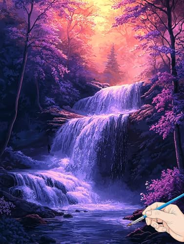 Malen Nach Zahlen Erwachsene Fallen Malen Nach Zahlen Kinder ab 10 Wald Set Basteln Erwachsene DIY Paint by Numbers Adult Acrylfarbe Ölgemälde Bastelset für Geschenke Deko Wohnzimmer 40x50cm I-32 von Jaeixouu