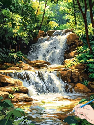 Malen Nach Zahlen Erwachsene Fallen Malen Nach Zahlen Kinder ab 10 Wald Set Basteln Erwachsene DIY Paint by Numbers Adult Acrylfarbe Ölgemälde Bastelset für Geschenke Deko Wohnzimmer 70x90cm G-82 von Jaeixouu