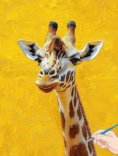 Malen Nach Zahlen Erwachsene Giraffe Malen Nach Zahlen Tiere DIY Set Ewachsene Paint by Numbers Adult mit Pinseln und Acrylfarbe Handgemalt Ölgemälde Kit für Geschenke für Frauen Deko 70x90cm J-54 von Jaeixouu