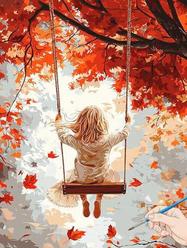 Malen Nach Zahlen Erwachsene Herbst Malen Nach Zahlen Baum DIY Set Ewachsene Paint by Numbers Adult mit Pinseln und Acrylfarbe Handgemalt Ölgemälde Kit Geschenke für Frauen Halloween Deko 70x90cm B-14 von Jaeixouu