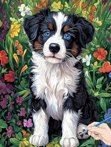 Malen Nach Zahlen Erwachsene Hund Malen Nach Zahlen Kinder ab 10 Pflanzen Set Basteln Erwachsene DIY Paint by Numbers Adult Acrylfarbe Ölgemälde Bastelset für Geschenke Deko Wohnzimmer 60x80cm I-64 von Jaeixouu