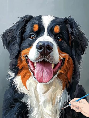 Malen Nach Zahlen Erwachsene Hund Malen Nach Zahlen Kinder ab 10 Tiere Set Basteln Erwachsene Paint by Numbers Adult Acrylfarbe Ölgemälde Bastelset Herbstdeko Geschenke Deko Wohnzimmer 50x70cm B-27 von Jaeixouu