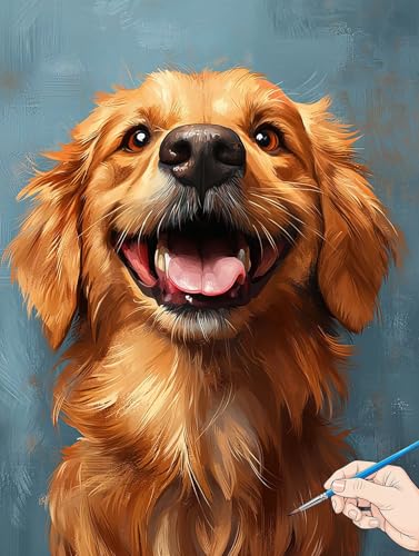 Malen Nach Zahlen Erwachsene Hund Malen Nach Zahlen Kinder ab 10 Tiere Set Basteln Erwachsene Paint by Numbers Adult Acrylfarbe Ölgemälde Bastelset Herbstdeko Geschenke Deko Wohnzimmer 70x90cm B-05 von Jaeixouu