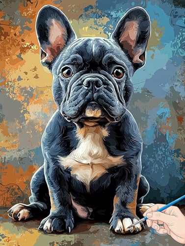 Malen Nach Zahlen Erwachsene Hund Malen Nach Zahlen Kinder ab 10 Tiere Set Basteln Erwachsene Paint by Numbers Adult Acrylfarbe Ölgemälde Bastelset Herbstdeko Geschenke Deko Wohnzimmer 70x90cm B-83 von Jaeixouu