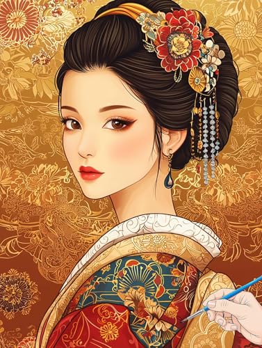 Malen Nach Zahlen Erwachsene Japan Malen Nach Zahlen Kinder ab 10 Retro Set Basteln Erwachsene DIY Paint by Numbers Adult Acrylfarbe Ölgemälde Bastelset für Geschenke Deko Wohnzimmer 50x70cm I-92 von Jaeixouu