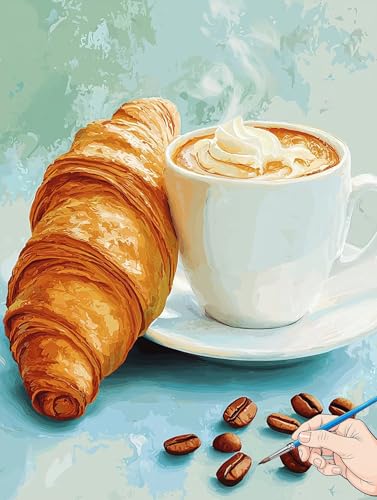 Malen Nach Zahlen Erwachsene Kaffee Malen Nach Zahlen Kinder ab 10 Küche Set Basteln Erwachsene DIY Paint by Numbers Adult Acrylfarbe Ölgemälde Bastelset für Geschenke Deko Wohnzimmer 40x50cm I-40 von Jaeixouu