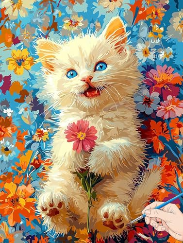 Malen Nach Zahlen Erwachsene Katze Malen Nach Zahlen Kinder ab 10 Blumen Set Basteln Erwachsene DIY Paint by Numbers Adult Acrylfarbe Ölgemälde Bastelset für Geschenke Deko Wohnzimmer 50x70cm F-17 Malen Nach Zahlen Erwachsene Katze Malen Nach Zahlen Kinder ab 10 Blumen Set Basteln Erwachsene DIY Paint by Numbers Adult Acrylfarbe Ölgemälde Bastelset für Geschenke Deko Wohnzimmer 50x70cm F-17 von Jaeixouu