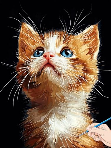Malen Nach Zahlen Erwachsene Katze Malen Nach Zahlen Kinder ab 10 Tiere Set Basteln Erwachsene DIY Paint by Numbers Adult Acrylfarbe Ölgemälde Bastelset für Geschenke Deko Wohnzimmer 40x50cm J-23 von Jaeixouu