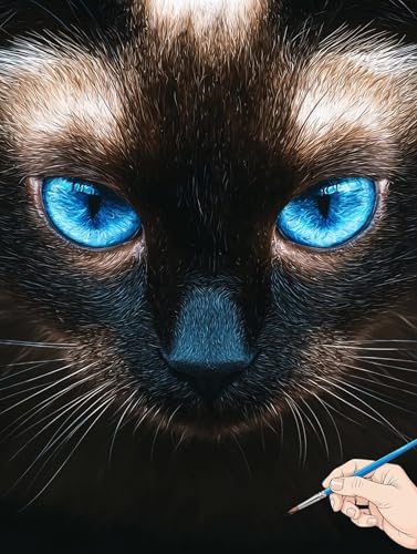Malen Nach Zahlen Erwachsene Katze Malen Nach Zahlen Kinder ab 10 Tiere Set Basteln Erwachsene DIY Paint by Numbers Adult Acrylfarbe Ölgemälde Bastelset für Geschenke Deko Wohnzimmer 70x90cm B-99 von Jaeixouu