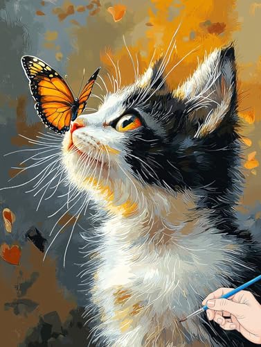 Malen Nach Zahlen Erwachsene Katze Malen Nach Zahlen Schmetterling DIY Set Ewachsene Paint by Numbers Adult mit Pinseln und Acrylfarbe Handgemalt Ölgemälde Kit Geschenke für Frauen Deko 30x40cm C-27 Malen Nach Zahlen Erwachsene Katze Malen Nach Zahlen Schmetterling DIY Set Ewachsene Paint by Numbers Adult mit Pinseln und Acrylfarbe Handgemalt Ölgemälde Kit Geschenke für Frauen Deko 30x40cm C-27 von Jaeixouu