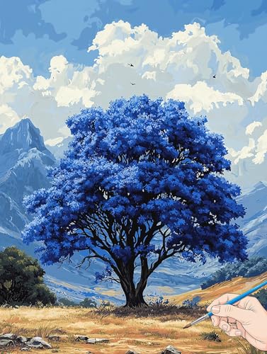 Malen Nach Zahlen Erwachsene Landschaft Malen Nach Zahlen Baum DIY Set Ewachsene Paint by Numbers Adult mit Pinseln und Acrylfarbe Handgemalt Ölgemälde Kit für Geschenke für Frauen Deko 30x40cm B-06 von Jaeixouu