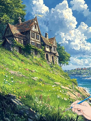 Malen Nach Zahlen Erwachsene Landschaft Malen Nach Zahlen Kabine DIY Set Ewachsene Paint by Numbers Adult mit Pinseln und Acrylfarbe Handgemalt Ölgemälde Kit für Geschenke für Frauen Deko 30x40cm D-10 von Jaeixouu