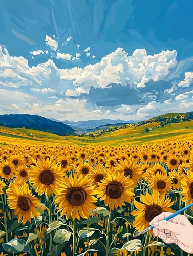 Malen Nach Zahlen Erwachsene Landschaft Malen Nach Zahlen Kinder ab 10 Blumen Set Basteln Erwachsene DIY Paint by Numbers Adult Acrylfarbe Ölgemälde Bastelset Geschenke Deko Wohnzimmer 40x50cm B-41 von Jaeixouu