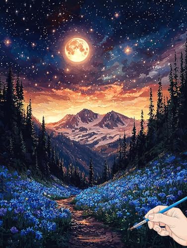 Malen Nach Zahlen Erwachsene Landschaft Malen Nach Zahlen Kinder ab 10 Natur Set Basteln Erwachsene DIY Paint by Numbers Adult Acrylfarbe Ölgemälde Bastelset Geschenke Deko Wohnzimmer 50x70cm B-53 von Jaeixouu
