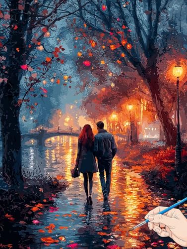 Malen Nach Zahlen Erwachsene Landschaft Malen Nach Zahlen Kinder ab 10 Paar Set Basteln Erwachsene DIY Paint by Numbers Adult Acrylfarbe Ölgemälde Bastelset für Geschenke Deko Wohnzimmer 30x40cm H-41 von Jaeixouu