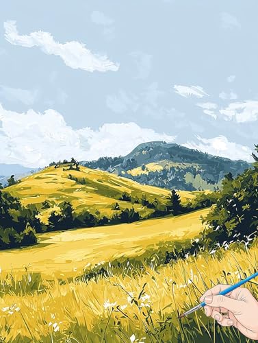 Malen Nach Zahlen Erwachsene Landschaft Malen Nach Zahlen Kinder ab 10 Pflanzen Set Basteln Erwachsene DIY Paint by Numbers Adult Acrylfarbe Ölgemälde Bastelset Geschenke Deko Wohnzimmer 60x80cm B-67 von Jaeixouu