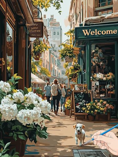 Malen Nach Zahlen Erwachsene Landschaft Malen Nach Zahlen Kinder ab 10 Stadt Set Basteln Erwachsene DIY Paint by Numbers Adult Acrylfarbe Ölgemälde Bastelset Geschenke Deko Wohnzimmer 70x90cm F-75 von Jaeixouu
