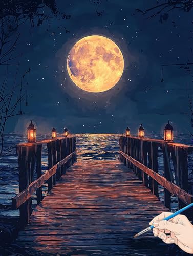 Malen Nach Zahlen Erwachsene Landschaft Malen Nach Zahlen Mond DIY Set Ewachsene Paint by Numbers Adult mit Pinseln und Acrylfarbe Handgemalt Ölgemälde Kit für Geschenke für Frauen Deko 50x70cm H-04 Malen Nach Zahlen Erwachsene Landschaft Malen Nach Zahlen Mond DIY Set Ewachsene Paint by Numbers Adult mit Pinseln und Acrylfarbe Handgemalt Ölgemälde Kit für Geschenke für Frauen Deko 50x70cm H-04 von Jaeixouu