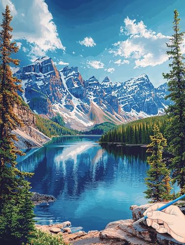 Malen Nach Zahlen Erwachsene Landschaft Malen Nach Zahlen Natur DIY Set Ewachsene Paint by Numbers Adult mit Pinseln und Acrylfarbe Handgemalt Ölgemälde Kit für Geschenke für Frauen Deko 30x40cm I-29 von Jaeixouu