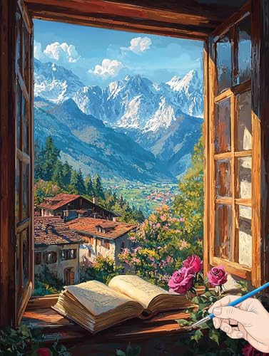 Malen Nach Zahlen Erwachsene Landschaft Malen Nach Zahlen Natur DIY Set Ewachsene Paint by Numbers Adult mit Pinseln und Acrylfarbe Handgemalt Ölgemälde Kit für Geschenke für Frauen Deko 60x80cm D-12 von Jaeixouu
