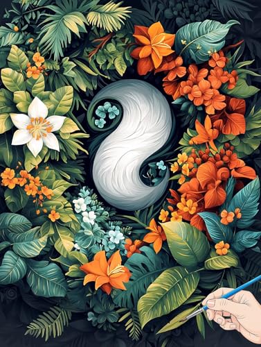 Malen Nach Zahlen Erwachsene Pflanzen Malen Nach Zahlen Kinder ab 10 Blumen Set Basteln Erwachsene DIY Paint by Numbers Adult Acrylfarbe Ölgemälde Bastelset für Geschenke Deko Wohnzimmer 40x50cm B-33 von Jaeixouu