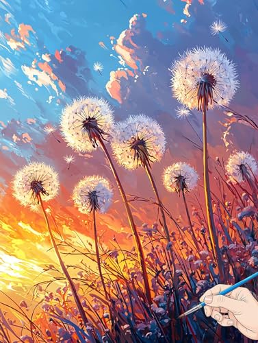 Malen Nach Zahlen Erwachsene Pflanzen Malen Nach Zahlen Kinder ab 10 Sonnenuntergang Set Basteln Erwachsene DIY Paint by Numbers Adult Acrylfarbe Ölgemälde Bastelset Geschenke für Frauen 60x80cm J-19 von Jaeixouu