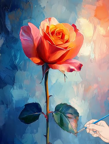 Malen Nach Zahlen Erwachsene Rose Malen Nach Zahlen Kinder ab 10 Blume Set Basteln Erwachsene Paint by Numbers Adult Acrylfarbe Ölgemälde Bastelset Herbstdeko Geschenke Deko Wohnzimmer 40x50cm J-73 von Jaeixouu