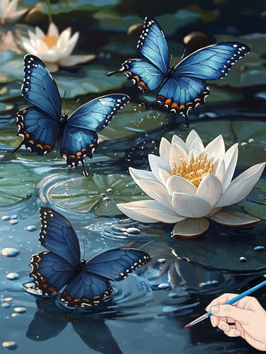 Malen Nach Zahlen Erwachsene Schmetterling Malen Nach Zahlen Blumen DIY Set Ewachsene Paint by Numbers Adult mit Pinseln und Acrylfarbe Handgemalt Ölgemälde Kit Geschenke für Frauen Deko 30x40cm A-75 von Jaeixouu