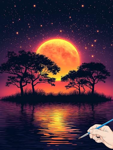 Malen Nach Zahlen Erwachsene Sternennacht Malen Nach Zahlen Landschaft DIY Set Ewachsene Paint by Numbers Adult mit Pinseln und Acrylfarbe Handgemalt Ölgemälde Kit Geschenke für Frauen 70x90cm B-68 von Jaeixouu